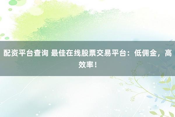 配资平台查询 最佳在线股票交易平台：低佣金，高效率！