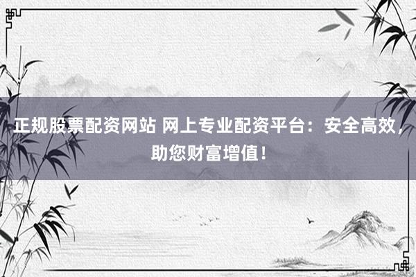 正规股票配资网站 网上专业配资平台：安全高效，助您财富增值！