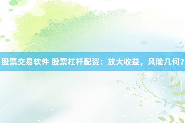 股票交易软件 股票杠杆配资：放大收益，风险几何？