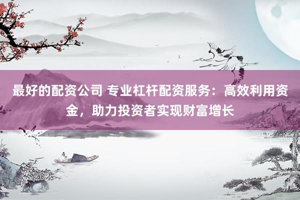 最好的配资公司 专业杠杆配资服务：高效利用资金，助力投资者实现财富增长