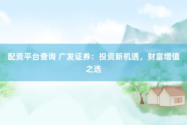 配资平台查询 广发证券：投资新机遇，财富增值之选