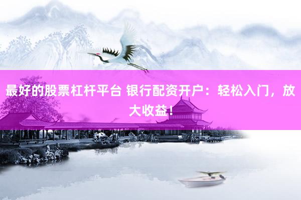 最好的股票杠杆平台 银行配资开户：轻松入门，放大收益！