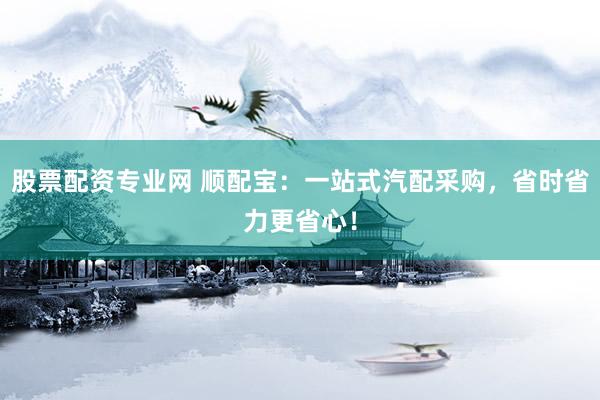 股票配资专业网 顺配宝：一站式汽配采购，省时省力更省心！