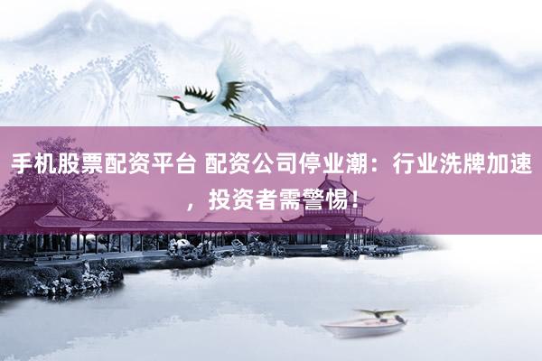 手机股票配资平台 配资公司停业潮：行业洗牌加速，投资者需警惕！