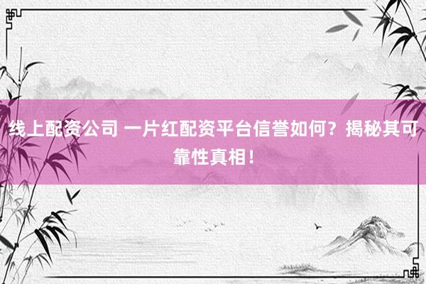 线上配资公司 一片红配资平台信誉如何？揭秘其可靠性真相！