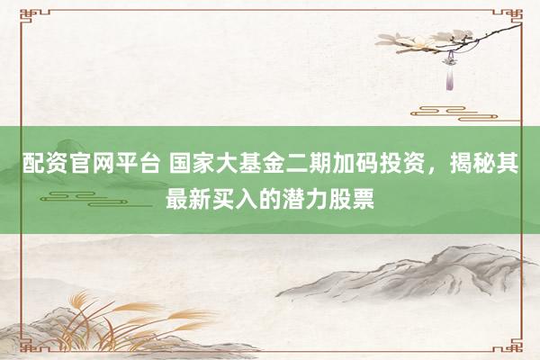 配资官网平台 国家大基金二期加码投资,揭秘其最新买入的潜力股票