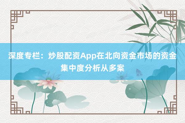 深度专栏:炒股配资App在北向资金市场的资金集中度分析从多案