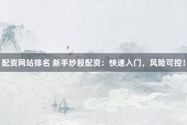 配资网站排名 新手炒股配资：快速入门，风险可控！