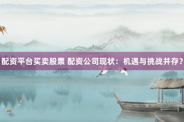 配资平台买卖股票 配资公司现状：机遇与挑战并存？