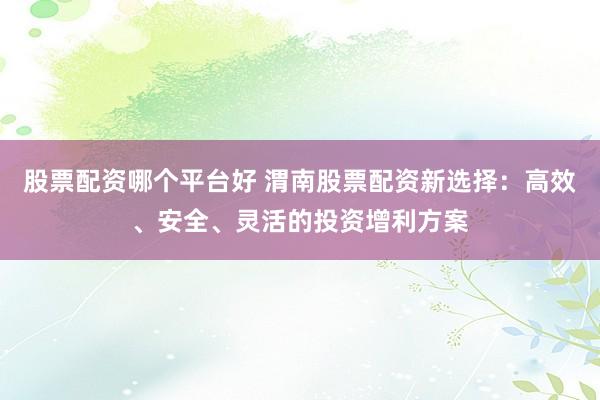 股票配资哪个平台好 渭南股票配资新选择：高效、安全、灵活的投资增利方案