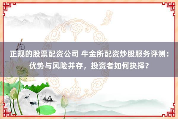 正规的股票配资公司 牛金所配资炒股服务评测：优势与风险并存，投资者如何抉择？